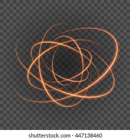 Smooth light orange lines on transparency background vector illustration. Glowing translucent element for special Effects. Abstract design.