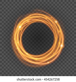 Smooth light orange lines on transparency background vector illustration. Glowing translucent element for special Effects. Abstract design.