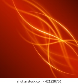 Smooth light orange waves lines vector abstract background. Technology Background. Glowing effects.