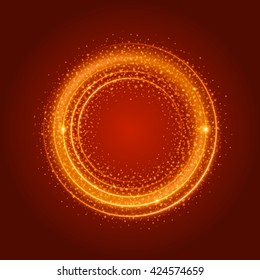 Smooth light orange waves lines vector abstract background. Technology Background. Glowing effects.