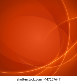 Smooth light orange waves lines vector abstract background. Good for promotion materials, brochures, banners. Abstract Backdrop, Technology Background. Glowing effects.