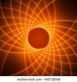 Smooth light orange waves lines vector abstract background. Good for promotion materials, brochures, banners. Abstract Backdrop, Technology Background. Glowing effects.