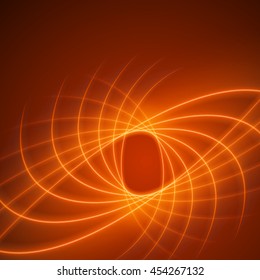 Smooth light orange waves lines vector abstract background. Good for promotion materials, brochures, banners. Abstract Backdrop, Technology Background. Glowing effects.