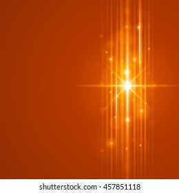 Smooth light orange waves lines and Lens Flares vector abstract background. Good for promotion materials, brochures, banners. Abstract Backdrop, Glowing effects.