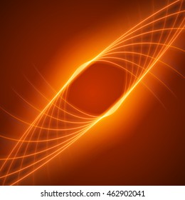 Smooth light orange waves lines vector abstract background. Good for promotion materials, brochures, banners. Abstract Backdrop, Technology Background. Glowing effects.