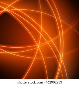 Smooth light orange waves lines vector abstract background. Good for promotion materials, brochures, banners. Abstract Backdrop, Technology Background. Glowing effects.