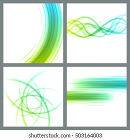 Smooth light waves lines vector abstract set backgrounds. Good for promotion materials, brochures, banners. Abstract Backdrop, Technology 