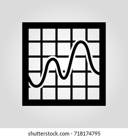 Smooth line or wave chart and graph with grid lines or table background vector icon. Trend diagram with lines. Business analytics concept. Data and performance management symbol.