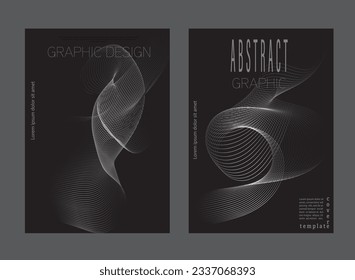 Smooth lines. Abstract waves on a black background. A set of vector design for conceptual ideas, corporate style, covers, posters and banners. An element of a stylish interior