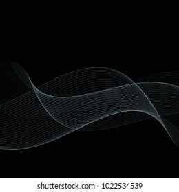 Smooth lines in the form of waves on a black background.Abstract technology background