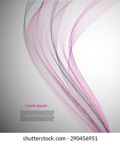 Smooth lines on gray background with text