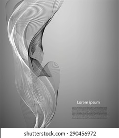 Smooth lines on gray background with text