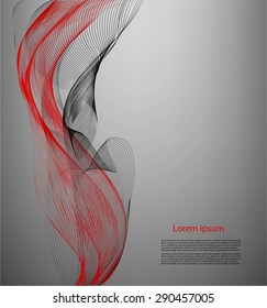 Smooth lines on gray background with text