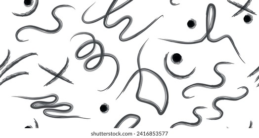 smooth lines, shape, circle, doodle, dot. abstract background in a minimalist style. hand-drawn, ink monochrome pattern for print, paper, web design. vector art illustration.