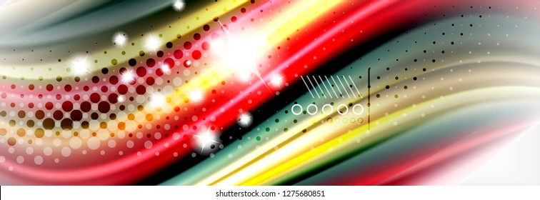 Plano de fundo de onda de desfoque líquido suave, conceito de fluxo de cor, ilustração de vetor