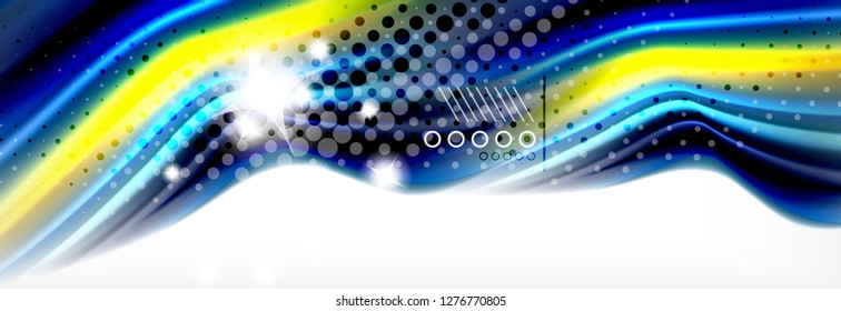 Fondo de la onda borrosa líquida suave, concepto de flujo de color, ilustración vectorial