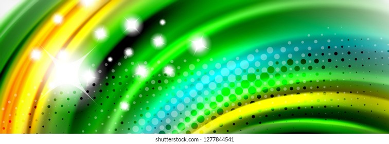 Fondo de la onda borrosa líquida suave, concepto de flujo de color, ilustración vectorial