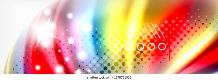 Fondo de la onda borrosa líquida suave, concepto de flujo de color, ilustración vectorial