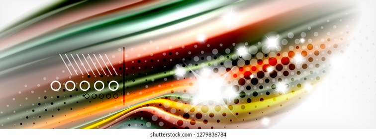 Fondo de la onda borrosa líquida suave, concepto de flujo de color, ilustración vectorial