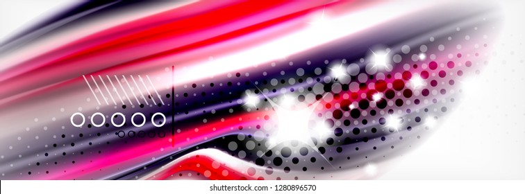 Fondo de la onda borrosa líquida suave, concepto de flujo de color, ilustración vectorial
