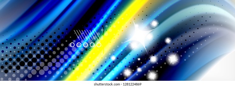 Fondo de la onda borrosa líquida suave, concepto de flujo de color, ilustración vectorial