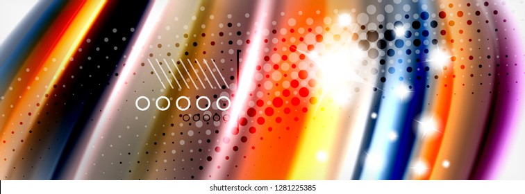 Fondo de la onda borrosa líquida suave, concepto de flujo de color, ilustración vectorial