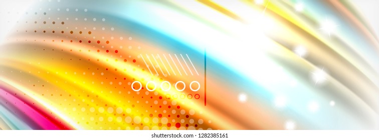 Fondo de la onda borrosa líquida suave, concepto de flujo de color, ilustración vectorial