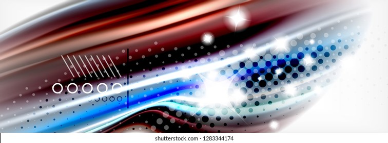 Fondo de la onda borrosa líquida suave, concepto de flujo de color, ilustración vectorial
