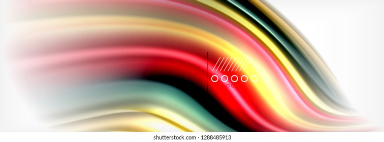 Fondo de la onda borrosa líquida suave, concepto de flujo de color, ilustración vectorial