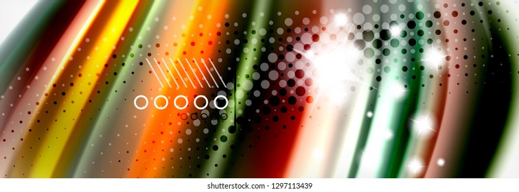 Fondo de la onda borrosa líquida suave, concepto de flujo de color, ilustración vectorial