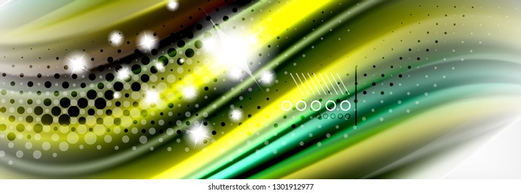 Fondo de la onda borrosa líquida suave, concepto de flujo de color, ilustración vectorial