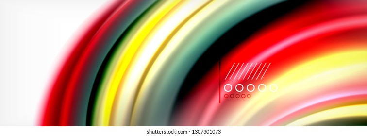 Fondo de la onda borrosa líquida suave, concepto de flujo de color, ilustración vectorial