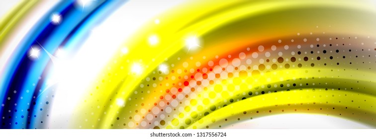 Fondo de la onda borrosa líquida suave, concepto de flujo de color, ilustración vectorial