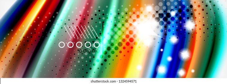 Fondo de la onda borrosa líquida suave, concepto de flujo de color, ilustración vectorial