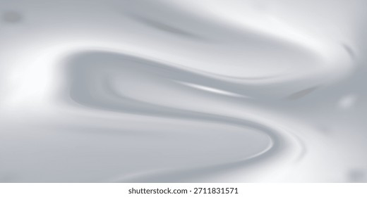 Fundo abstrato líquido-metal liso com curvas de fluxo suave e reflexos prateados brilhantes. Textura moderna e elegante ideal para marcas de luxo e temas de design futurista.