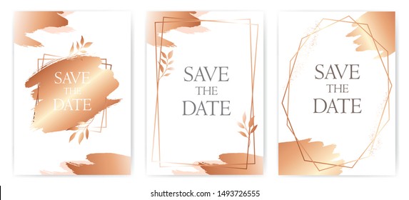 Smooth and Luxury style Wedding Invitation cards collection design, invitation template. Geometric shape. 