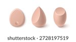 Smooth makeup sponges in various shapes - teardrop, egg and oval. Soft tools makeup application for blending of foundation concealer. Cosmetic applicators for professional beauty skincare.