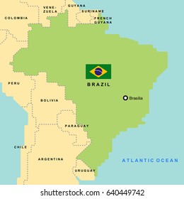 Smooth map of Brazil and Its neighboring countries.(EPS10 art vector)