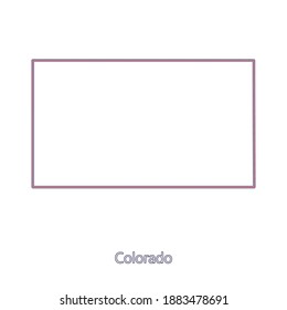 Schöne Karte von Colorado. Grenze von Colorado in Farben der amerikanischen Flagge und Name des Staates. Minimalistische Karte. Diese Vektorkarte eignet sich für die digitale Bearbeitung und Ausdrucke aller Größen.
