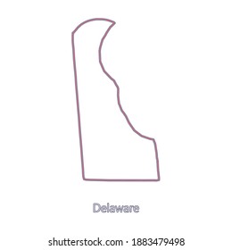 Smooth map of Delaware. Border of Delaware in colors of American flag and name of the state. Minimalist map. This vector map is appropriate for digital editing and prints of all sizes.