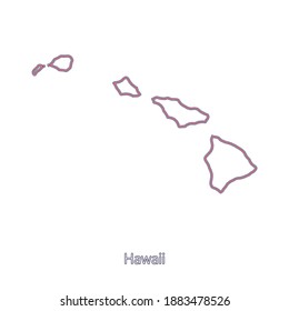 Smooth map of Hawaii. Border of Hawaii in colors of American flag and name of the state. Minimalist map. This vector map is appropriate for digital editing and prints of all sizes.