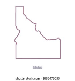 Smooth map of Idaho. Border of Idaho in colors of American flag and name of the state. Minimalist map. This vector map is appropriate for digital editing and prints of all sizes.