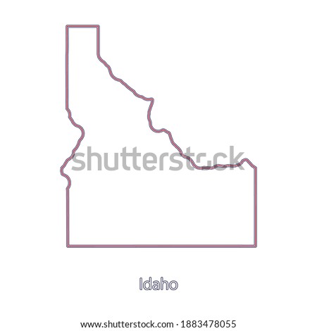 Smooth map of Idaho. Border of Idaho in colors of American flag and name of the state. Minimalist map. This vector map is appropriate for digital editing and prints of all sizes.