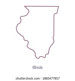 Mapa liso de Illinois. Borde de Illinois con colores de bandera estadounidense y nombre del estado. Mapa minimalista. Este mapa vectorial es adecuado para la edición digital y las impresiones de todos los tamaños.