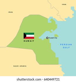 Smooth map of Kuwait and Its neighboring countries.(EPS10 art vector)