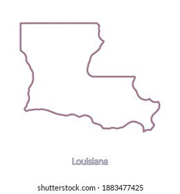 Smooth map of Louisiana. Border of Louisiana in colors of American flag and name of the state. Minimalist map. This vector map is appropriate for digital editing and prints of all sizes.