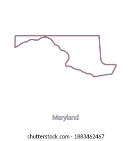 Smooth map of Maryland. Border of Maryland in colors of American flag and name of the state. Minimalist map. This vector map is appropriate for digital editing and prints of all sizes.