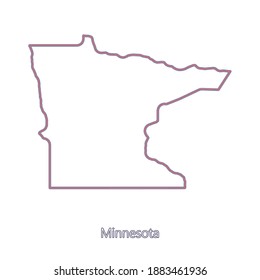 Schöne Karte von Minnesota. Grenze von Minnesota in Farben der amerikanischen Flagge und Namen des Staates. Minimalistische Karte. Diese Vektorkarte eignet sich für die digitale Bearbeitung und Ausdrucke aller Größen.