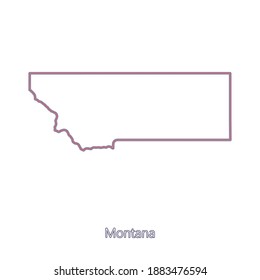 Smooth map of Montana. Border of Montana in colors of American flag and name of the state. Minimalist map. This vector map is appropriate for digital editing and prints of all sizes.
