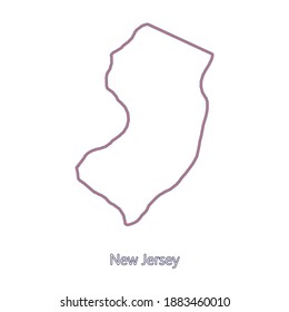 Smooth map of New Jersey. Border of New Jersey in colors of American flag and name of the state. Minimalist map. This vector map is appropriate for digital editing and prints of all sizes.